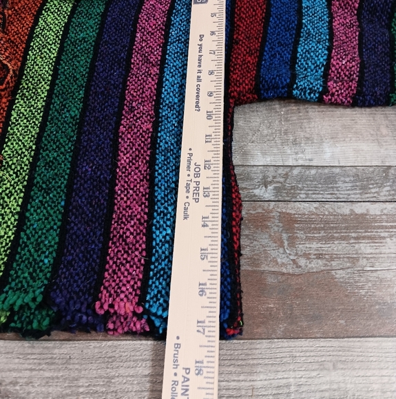Vel Mex Artsy Multicolored Festive Striped Y2K Custume Crop Boho Sweater Size L - Picture 6 of 8